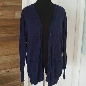 Mossimo Navy Blue XXL Long Caridgan Button Up